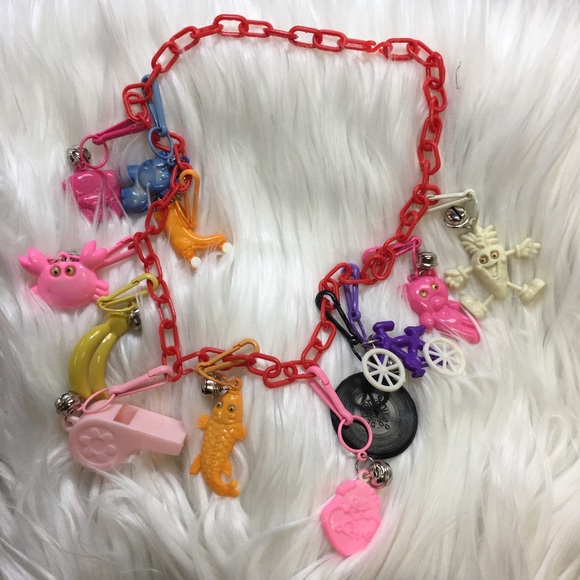 Vintage Jewelry Vintage 8s Plastic Bell Charm Necklace Poshmark
